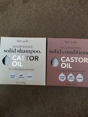 Kitsch Castor Oil Solid Shampoo & Conditioner Bars - Cream & Mauve